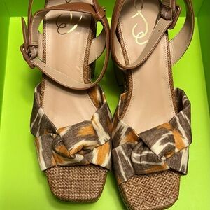 Sam Edelman Brown and Tan Knotted Sandals